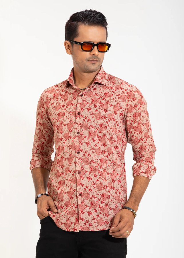 PREMIUM Floral Ember Men's Full-Sleeve Shirt