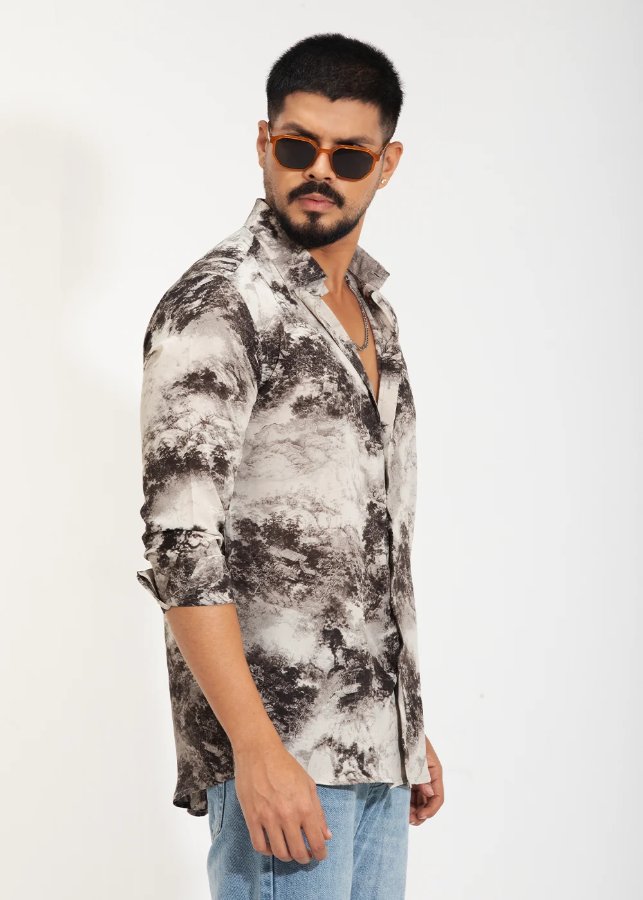 Premium Monochrome Drift Men's Full-Sleeve Shirt